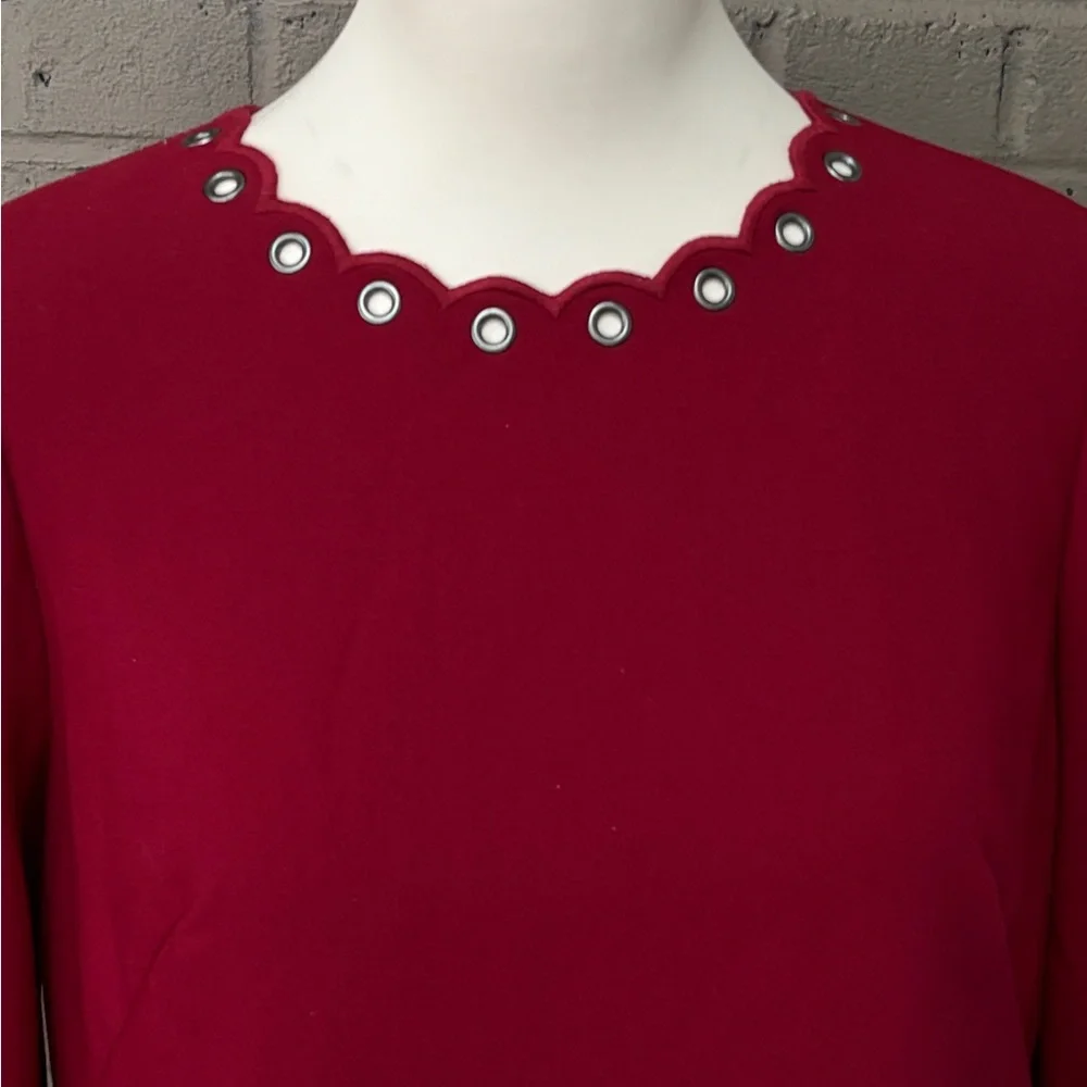 Kate Spade burgundy scalloped grommet dress 8